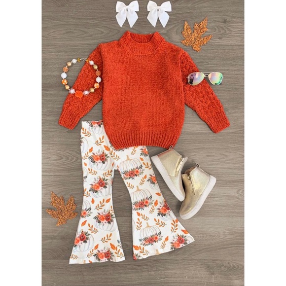 Other - Burnt Orange Sweater and Matching Pumpkin Bell Bottoms